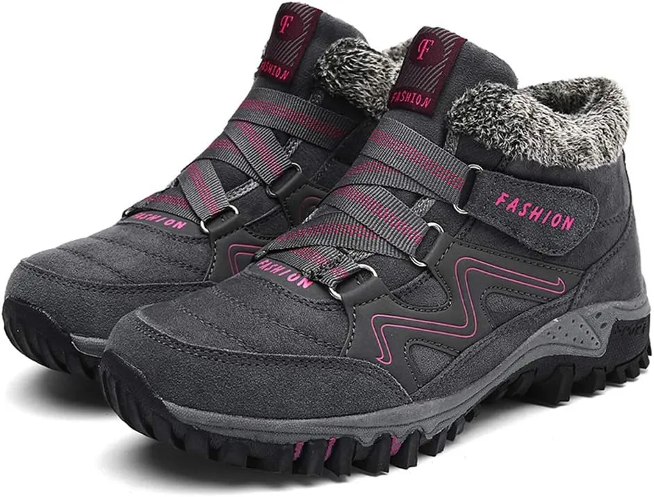 Asifn Men's Outdoor Snow Boots Winter Hiking Trekking Warm Climbing Shoes Booties Mid Top Fur&Plush Fashion Lace-Up