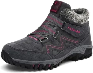 Asifn Men's Outdoor Snow Boots Winter Hiking Trekking Warm Climbing Shoes Booties Mid Top Fur&Plush Fashion Lace-Up