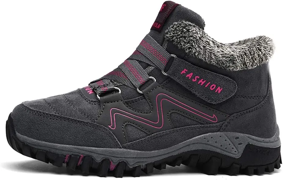 Asifn Men's Outdoor Snow Boots Winter Hiking Trekking Warm Climbing Shoes Booties Mid Top Fur&Plush Fashion Lace-Up