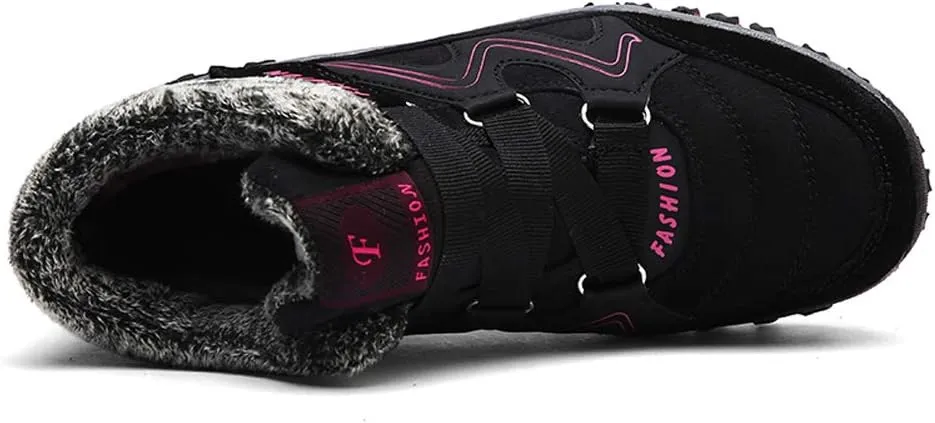 Asifn Men's Outdoor Snow Boots Winter Hiking Trekking Warm Climbing Shoes Booties Mid Top Fur&Plush Fashion Lace-Up