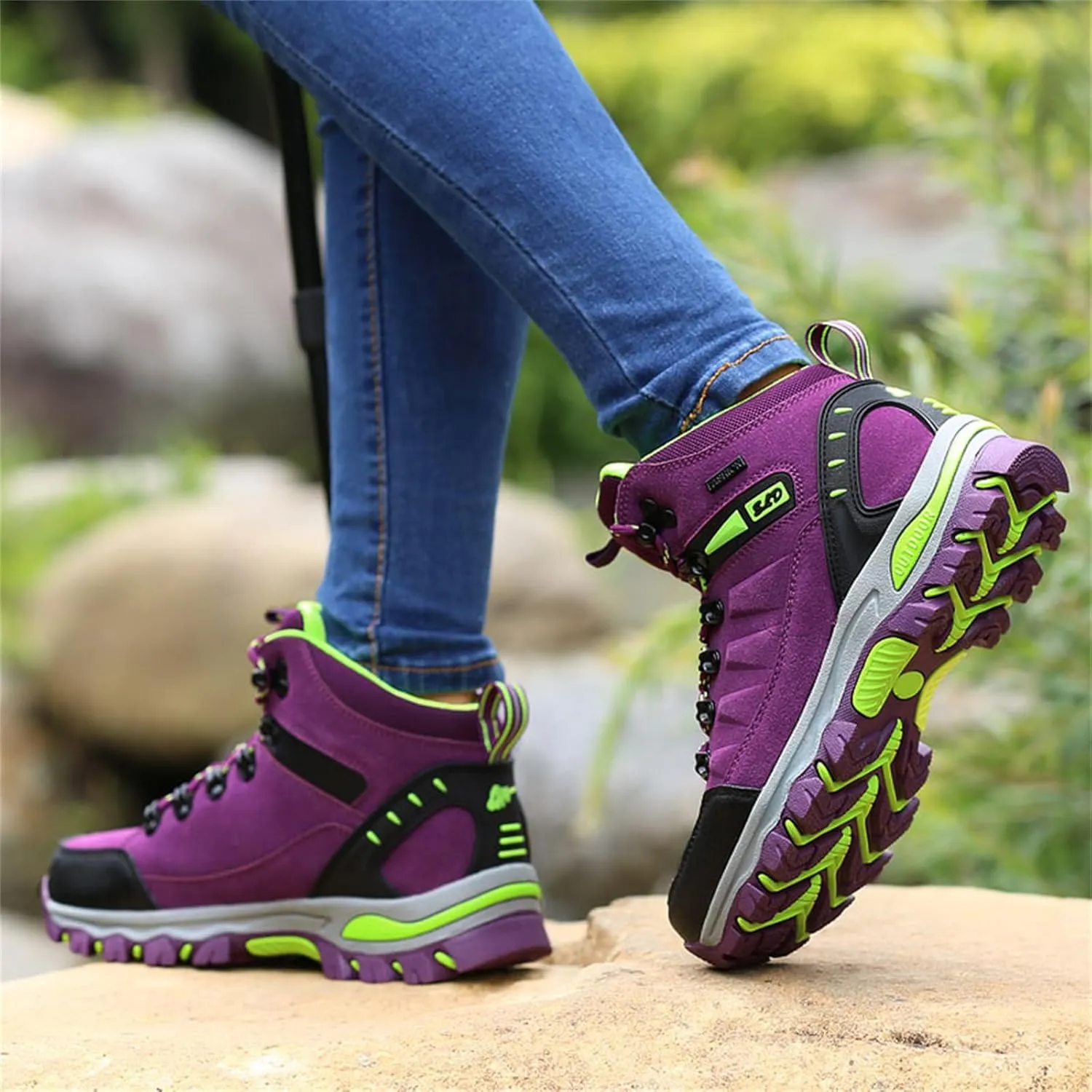 JiuQing Women's Walking Boots Waterproof Trekking & Hiking Shoes for Backpacking Camping Trails Outdoor Walking