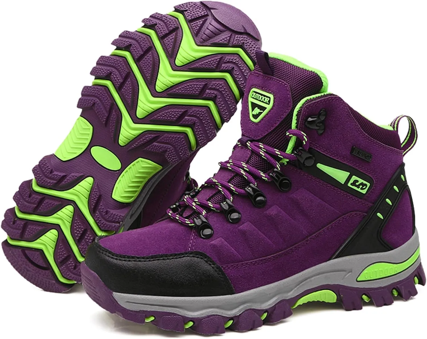 JiuQing Women's Walking Boots Waterproof Trekking & Hiking Shoes for Backpacking Camping Trails Outdoor Walking