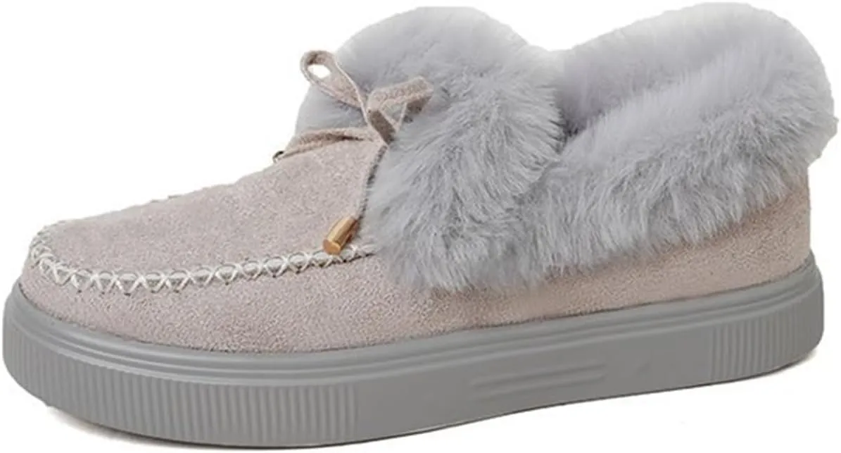 Ladmiple Snow Boots For Women Slip On Warm Fur Lined Winter Ankle Boots Outdoor Short Booties Fashion Comfort Walking Shoes