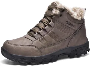 Leather Winter Men Boots Waterproof Warm Fur Snow Boots Men Outdoor Winter Work Casual Shoes Military Ankle Boots