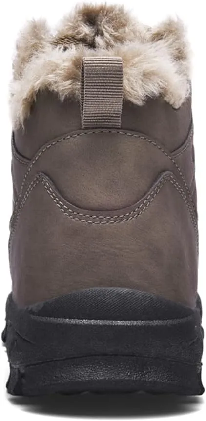 Leather Winter Men Boots Waterproof Warm Fur Snow Boots Men Outdoor Winter Work Casual Shoes Military Ankle Boots