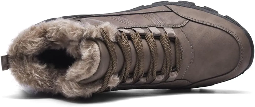 Leather Winter Men Boots Waterproof Warm Fur Snow Boots Men Outdoor Winter Work Casual Shoes Military Ankle Boots