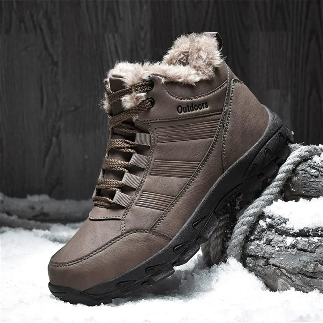 Leather Winter Men Boots Waterproof Warm Fur Snow Boots Men Outdoor Winter Work Casual Shoes Military Ankle Boots