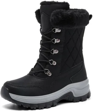 Platform Winter Boots,Fashion High Top Trekking Warm Womens Snow Boots Waterproof Insulated,Lightweight Breathable Fur Lined Winter Shoes Women,Slip Resistant