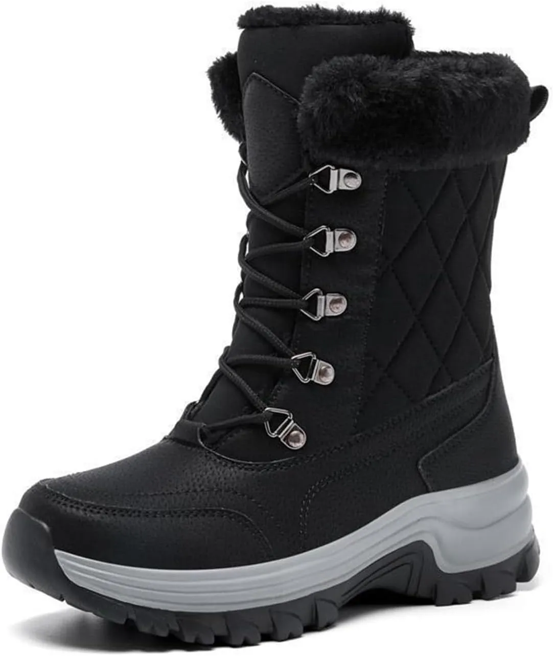 Platform Winter Boots,Fashion High Top Trekking Warm Womens Snow Boots Waterproof Insulated,Lightweight Breathable Fur Lined Winter Shoes Women,Slip Resistant