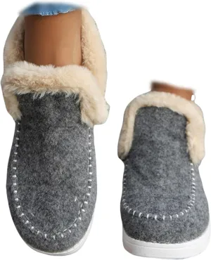 Winter Boots For Women 2024 Dressy Snow Boots Warm Ankle Booties Slip On Fur Lined Comfortable Fashion Loafers Shoes