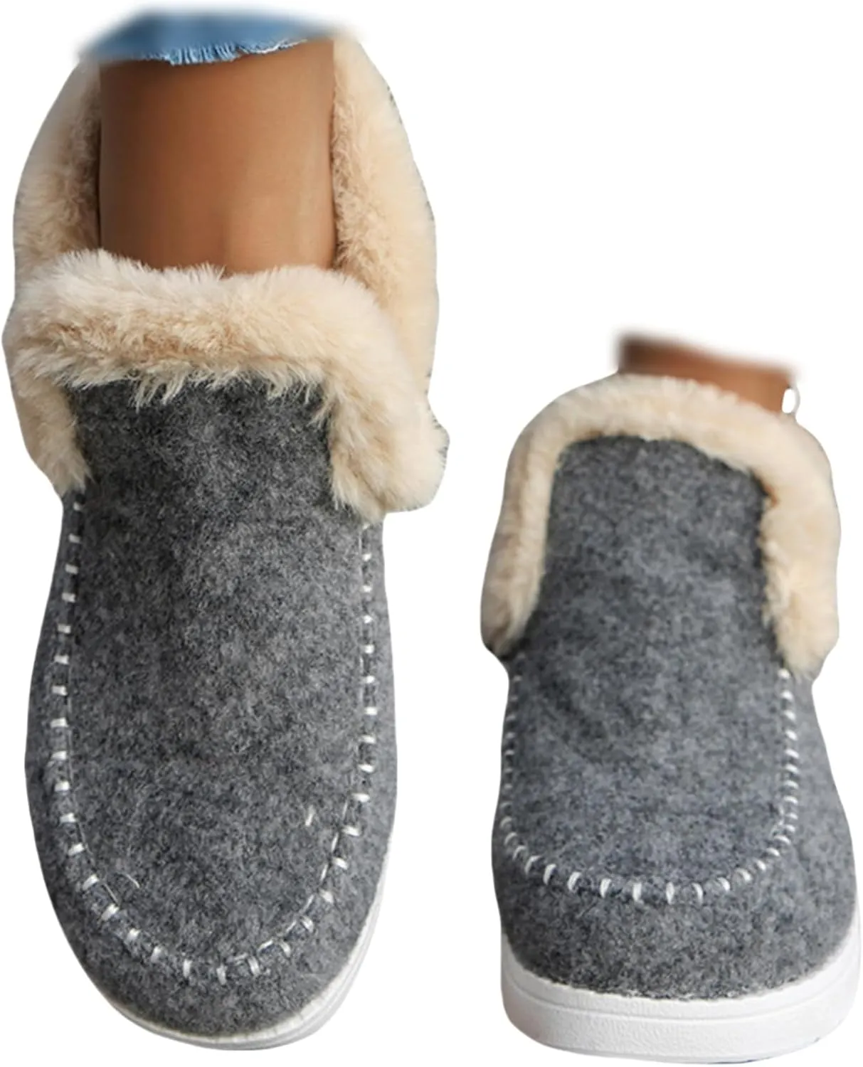 Winter Boots For Women 2024 Dressy Snow Boots Warm Ankle Booties Slip On Fur Lined Comfortable Fashion Loafers Shoes