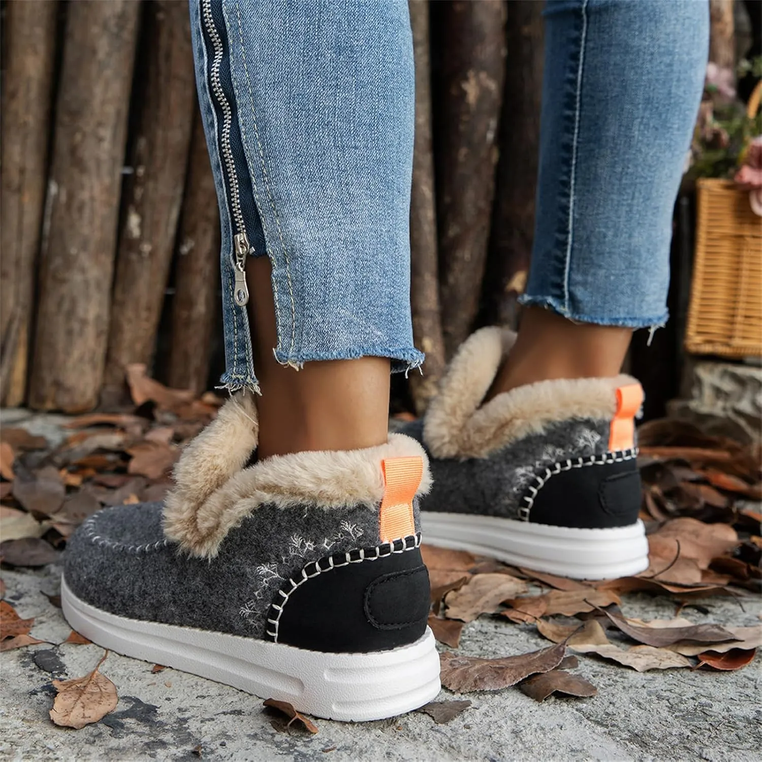 Winter Boots For Women 2024 Dressy Snow Boots Warm Ankle Booties Slip On Fur Lined Comfortable Fashion Loafers Shoes