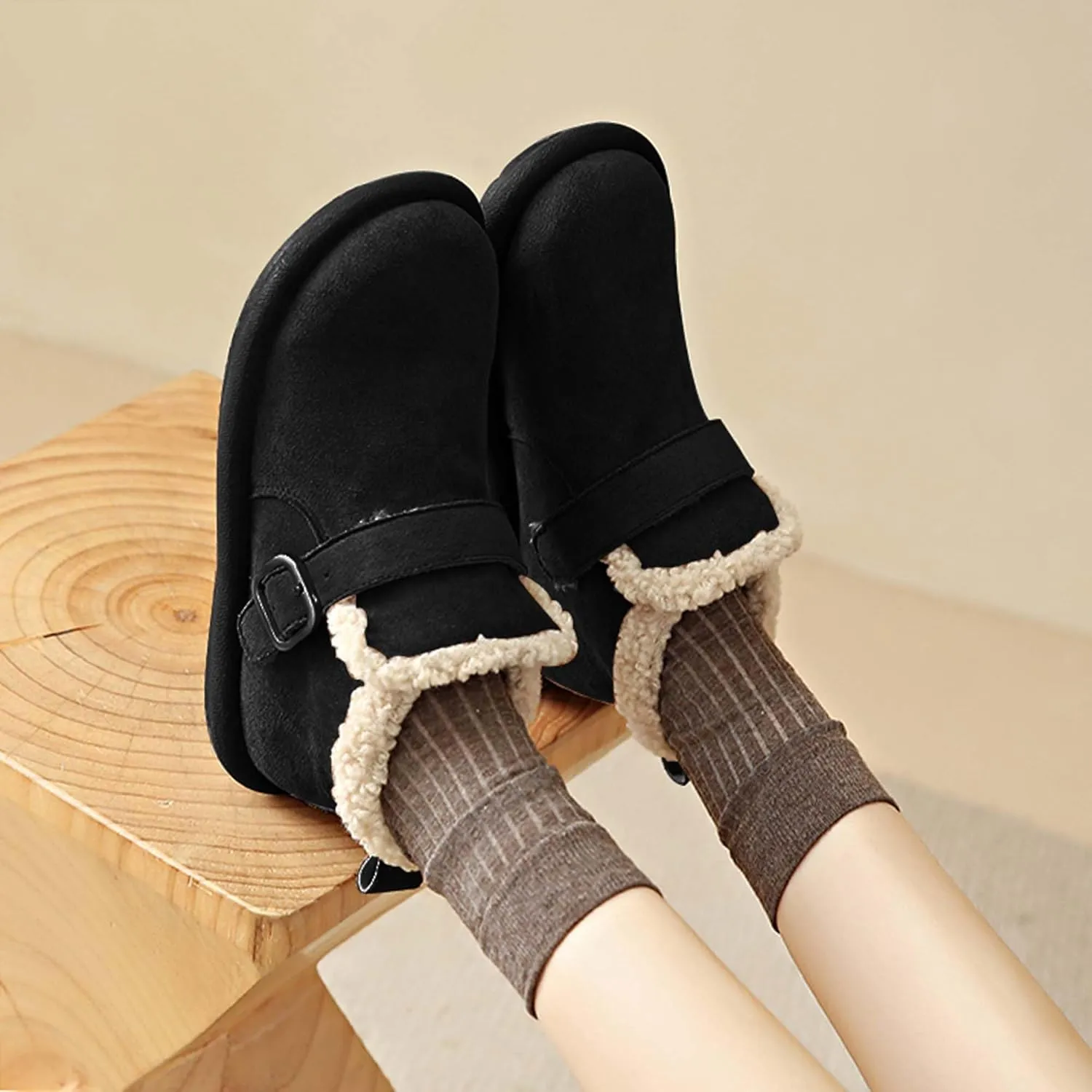 women's snow boots lamb plush short boots thick soles plush insulation Buchan cotton shoes winter short sleeves flat heels