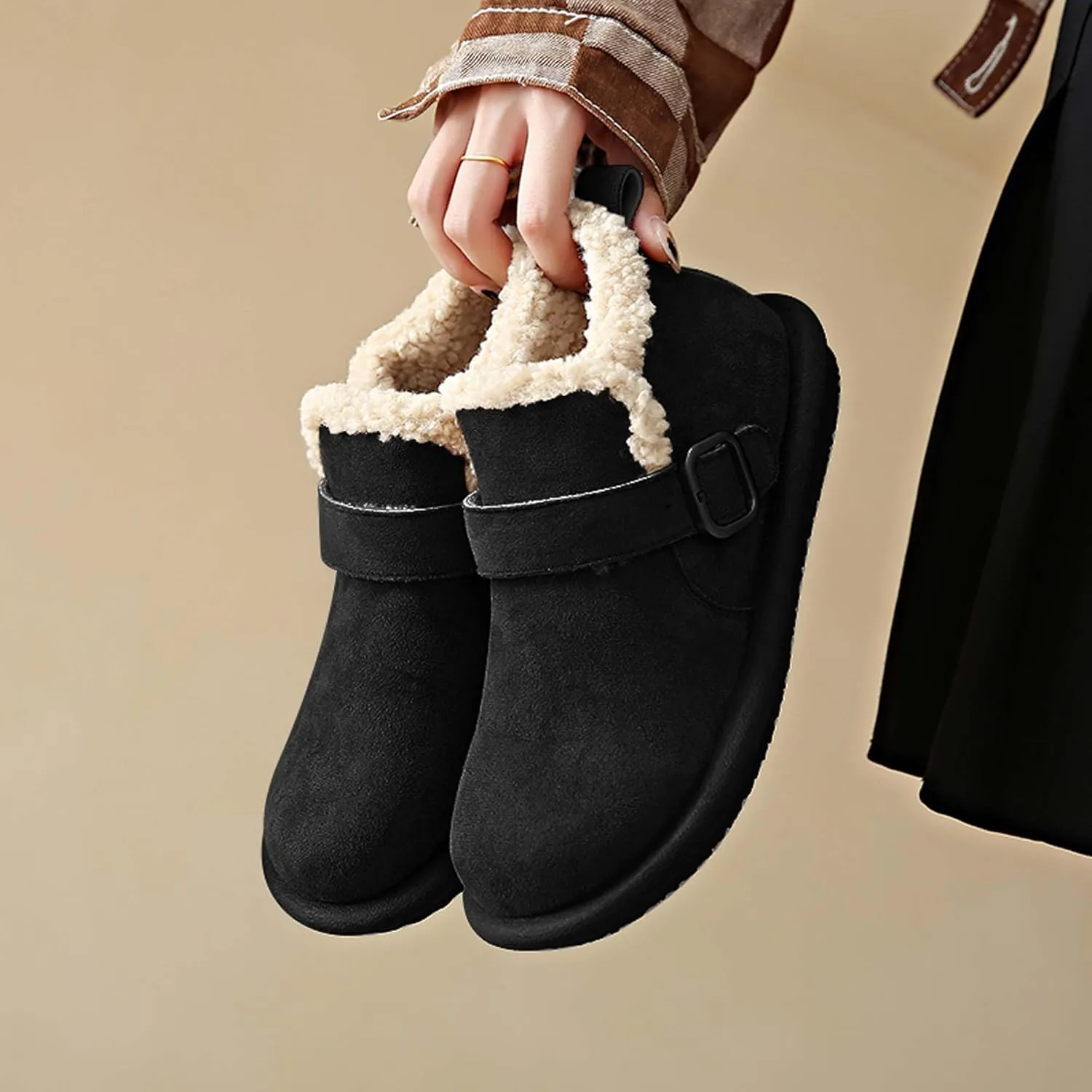 women's snow boots lamb plush short boots thick soles plush insulation Buchan cotton shoes winter short sleeves flat heels