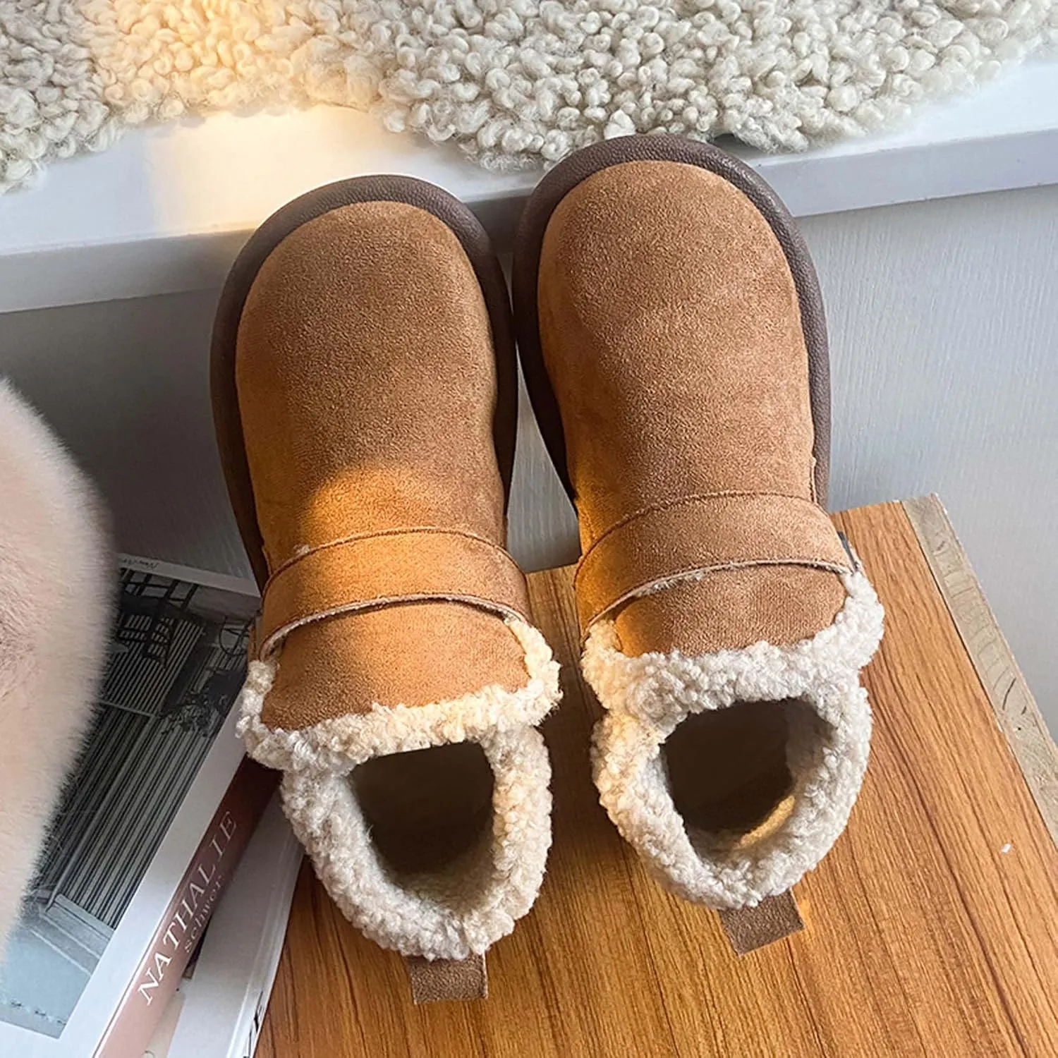 women's snow boots lamb plush short boots thick soles plush insulation Buchan cotton shoes winter short sleeves flat heels