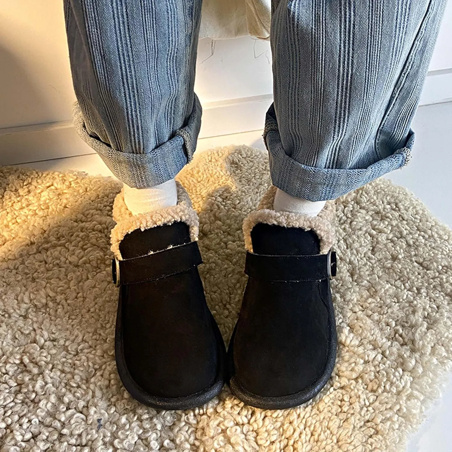 women's snow boots lamb plush short boots thick soles plush insulation Buchan cotton shoes winter short sleeves flat heels